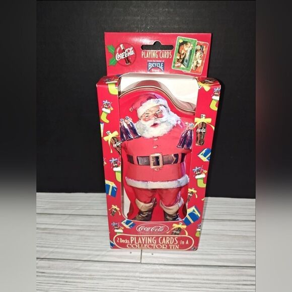 New Coca-Cola Playing Cards 2 Sealed Bicycle Decks Collector Tin Santa Claus - Picture 3 of 9